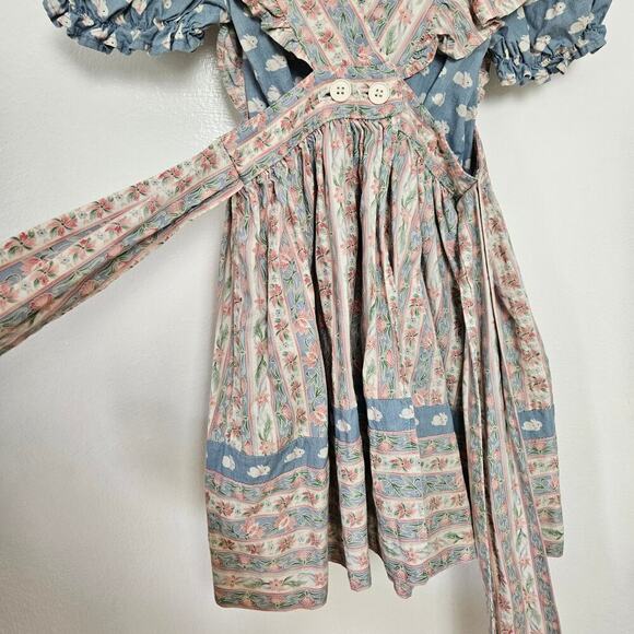 Vintage Ellen Miklas Bunny Jumper Dress Shirt Outfit 3T Pink Blue Cottagecore - Picture 7 of 13